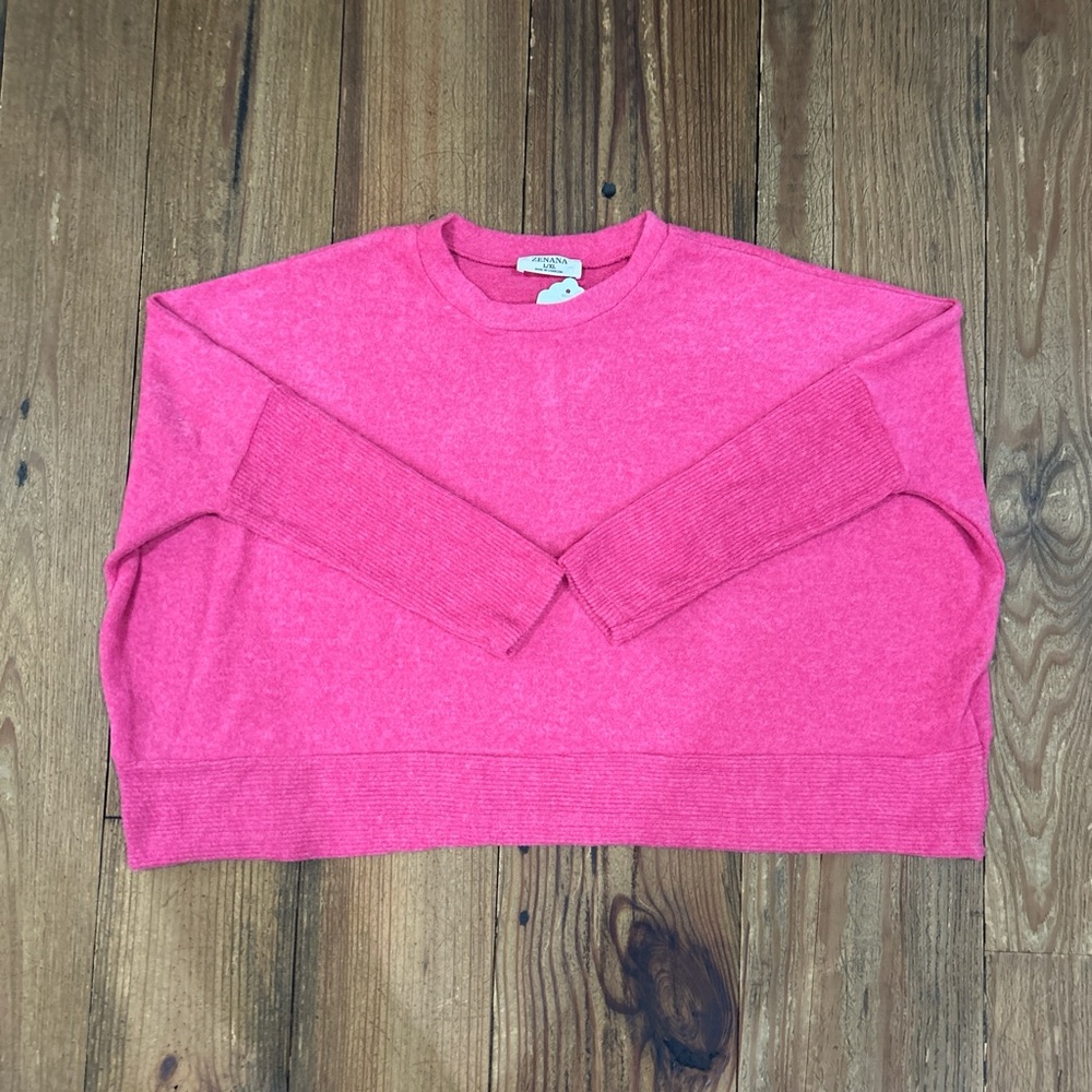 Zenana Vibrant Pink Pullover